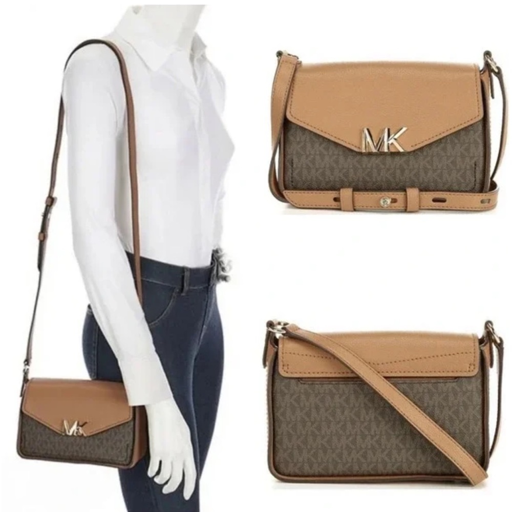 MICHAEL KORS Sylvia Small Signature Logo Gold-Tone Hardware Crossbody Bag NWT